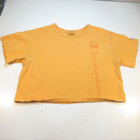 CHAMPION RETRO CROPPED ATHLETIC TEE T SHIRT Womens M Orange - Picture 1 of 3
